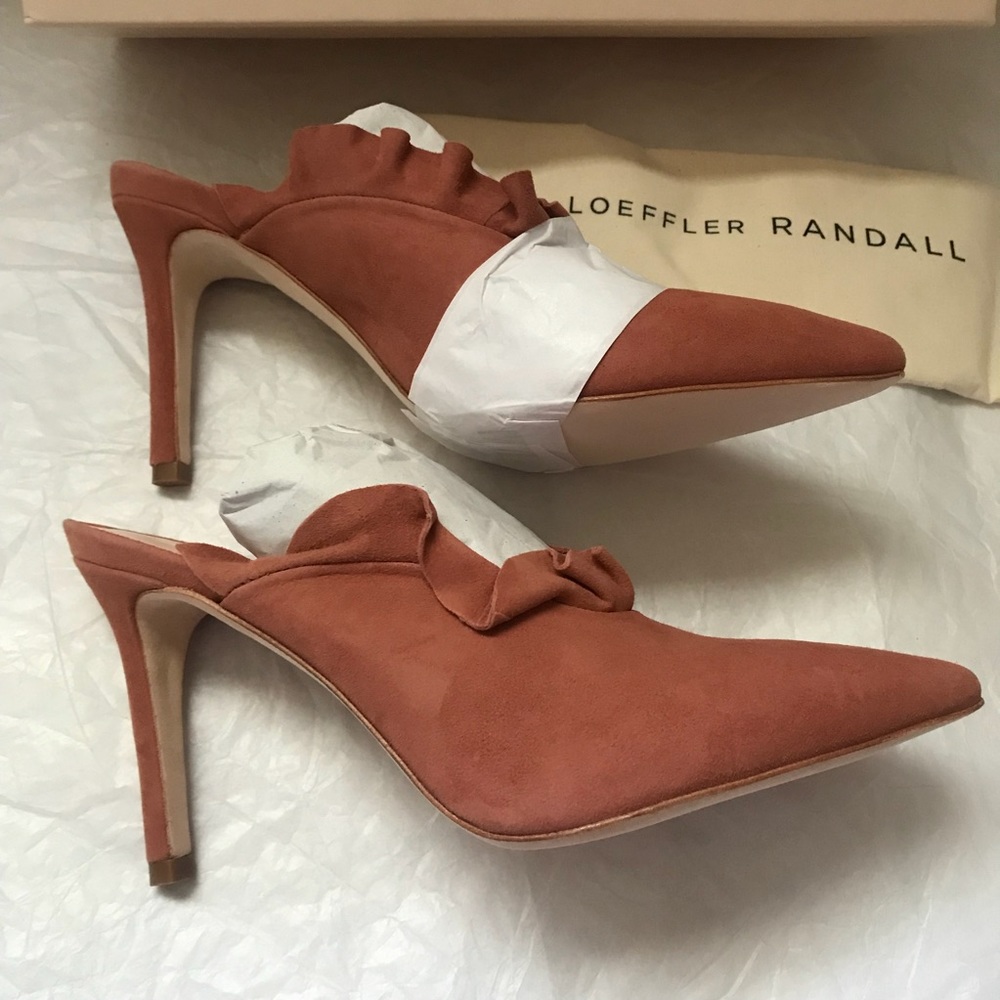 New LOEFFLER RANDALL Ruffled suede mules US size 8 - Picture 5 of 6